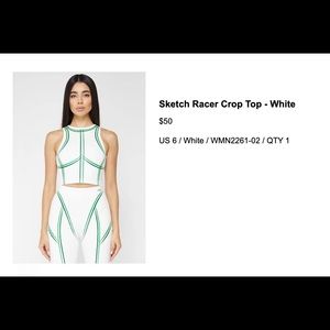Maniere De Voir Sketch Racer Crop Top - White